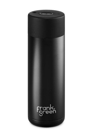 Ceramic Reusable Bottle 20oz/595ml Black Push Button Lid - The Leafwhite Group