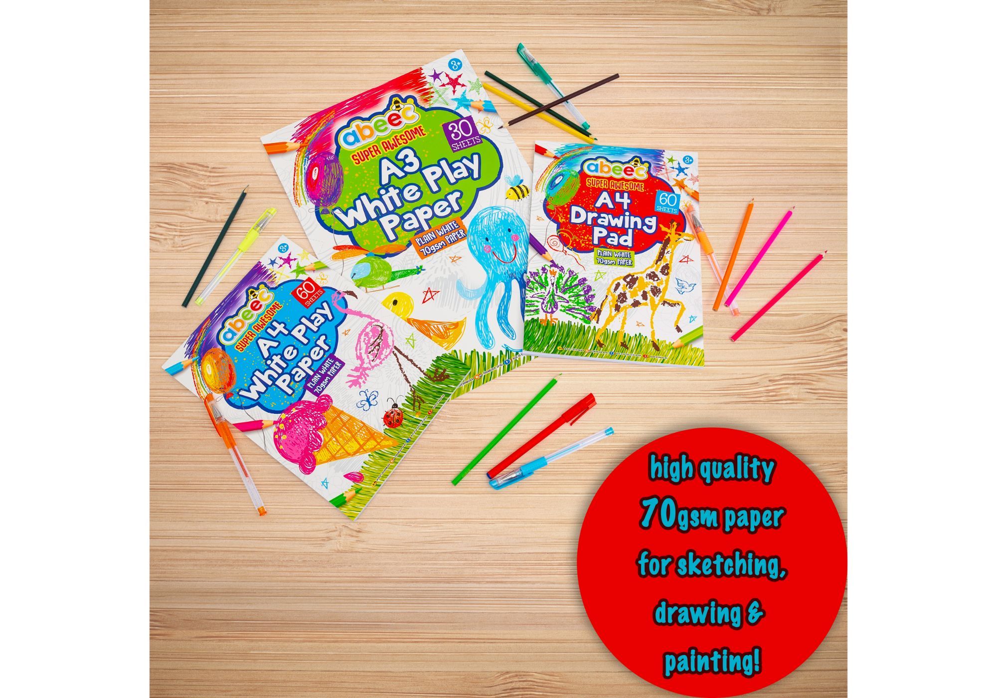 ABEEC 3 Pack White Play Paper - The Leafwhite Group