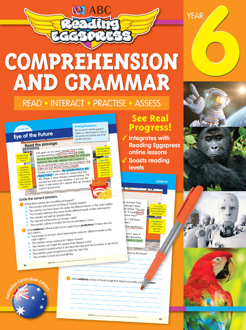 ABC Reading Eggspress - Comprehension and Grammar Workbook - Year 6 - The Leafwhite Group